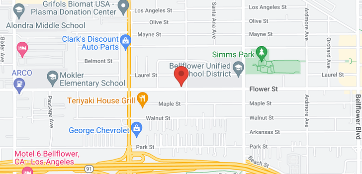 map of 9151 Flower Bellflower, CA 90706